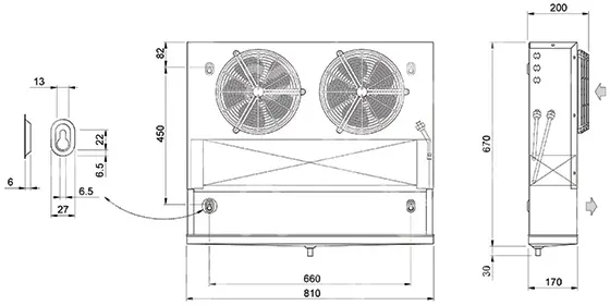 výparník ECO - Luvata EP201ED, 1.84 kW (dT 8 st., R404)